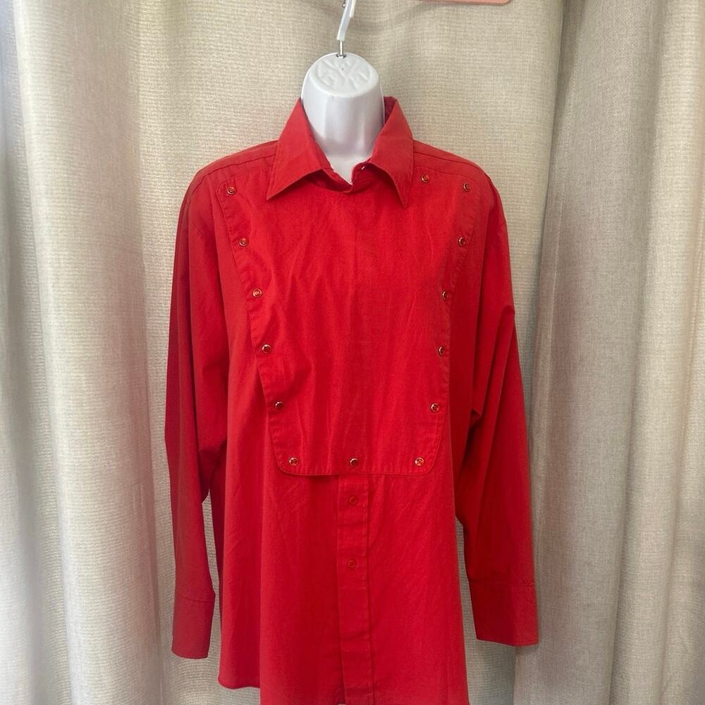 Vtg Panhandle Slim Red Rodeo  Western Shirt, Cowboy Dress Button Up Mens L USA